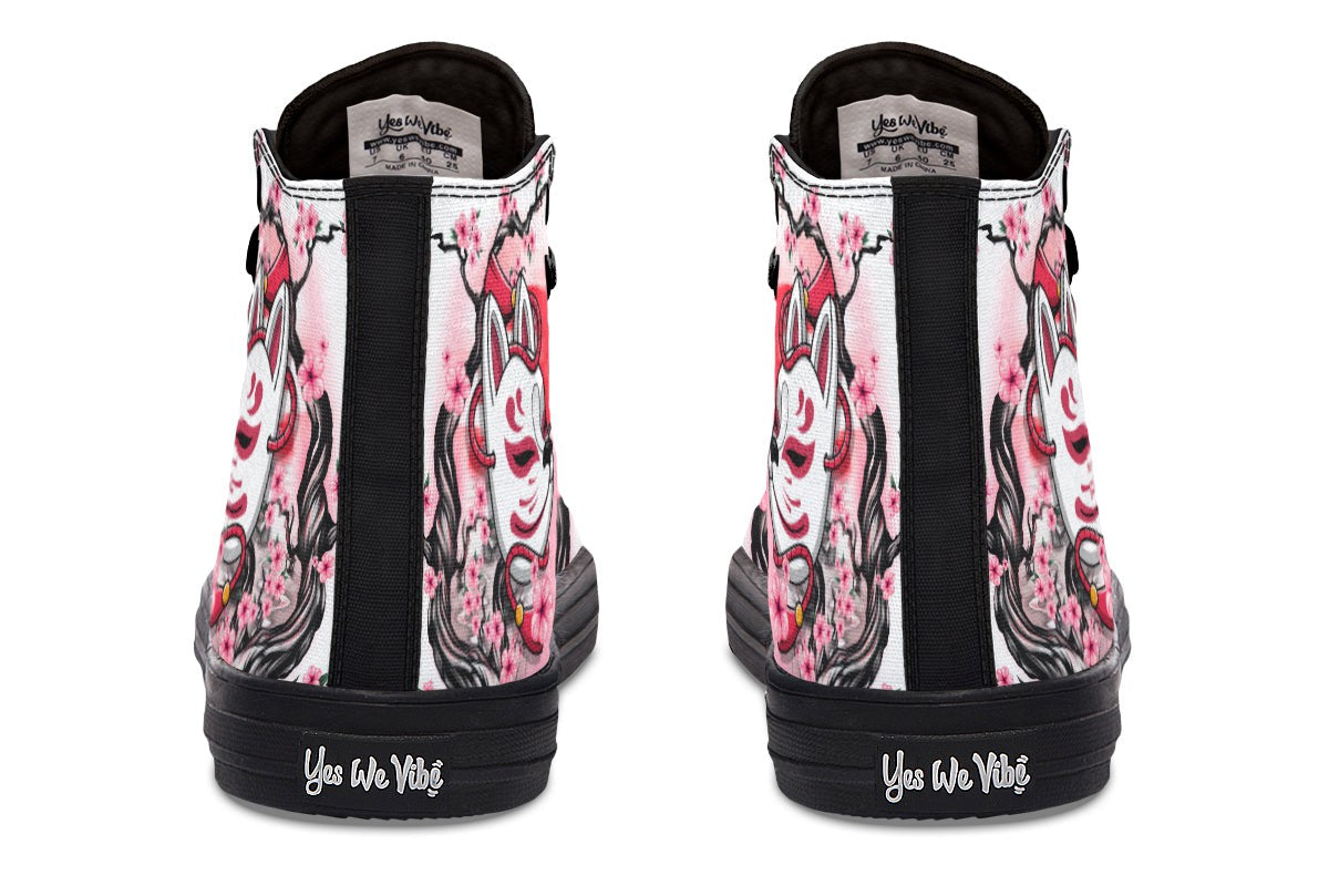 Kitsune And Pink Flowers