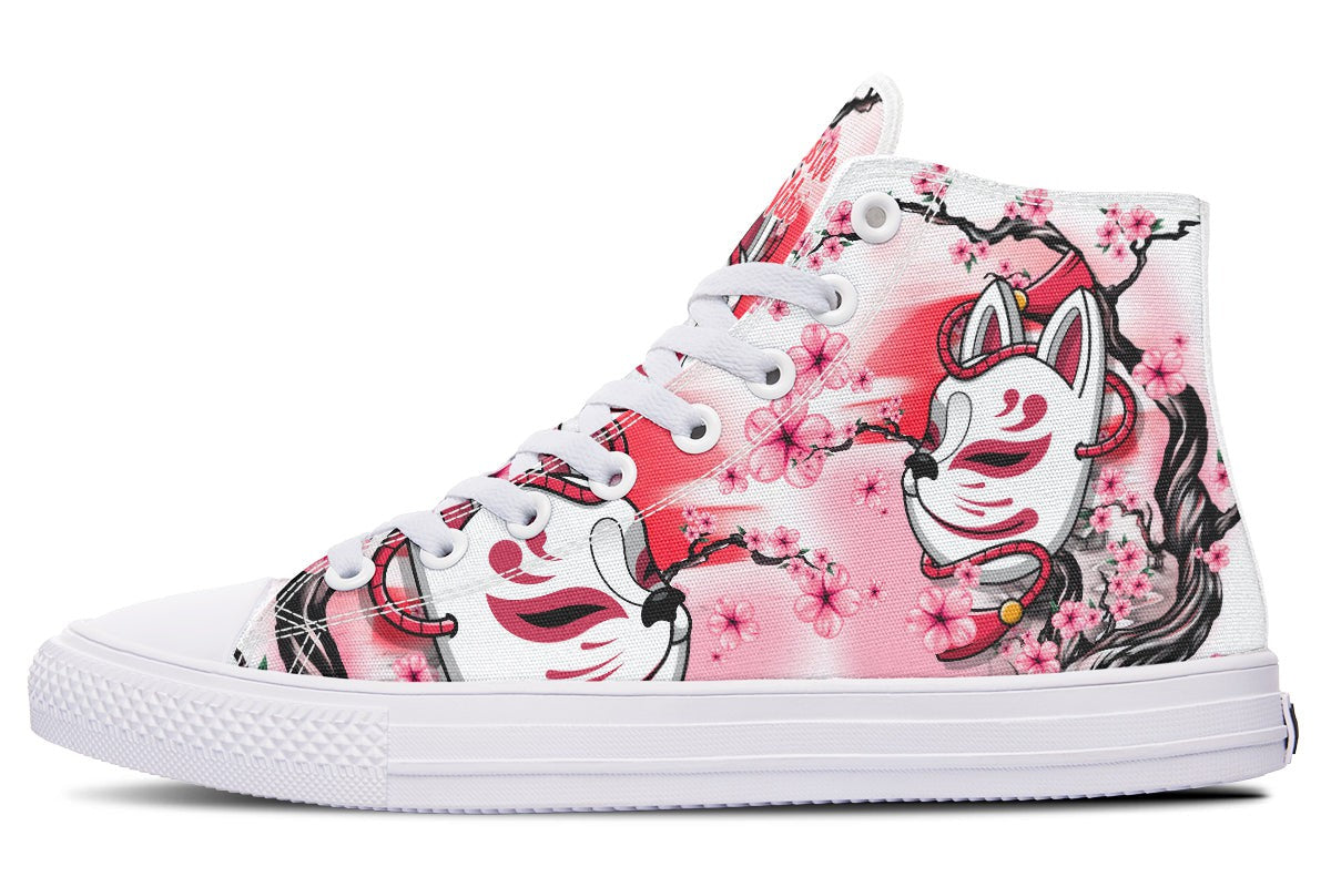 Kitsune And Pink Flowers