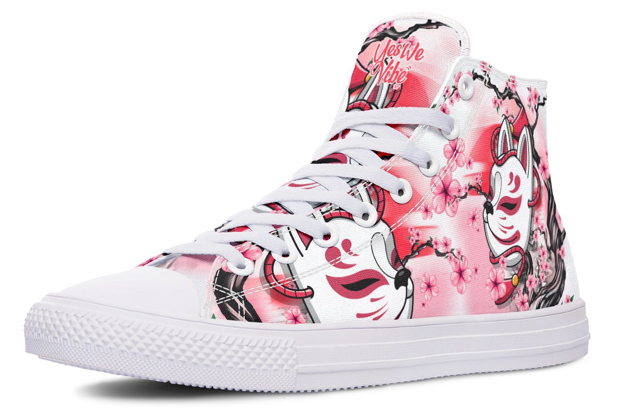 Kitsune And Pink Flowers