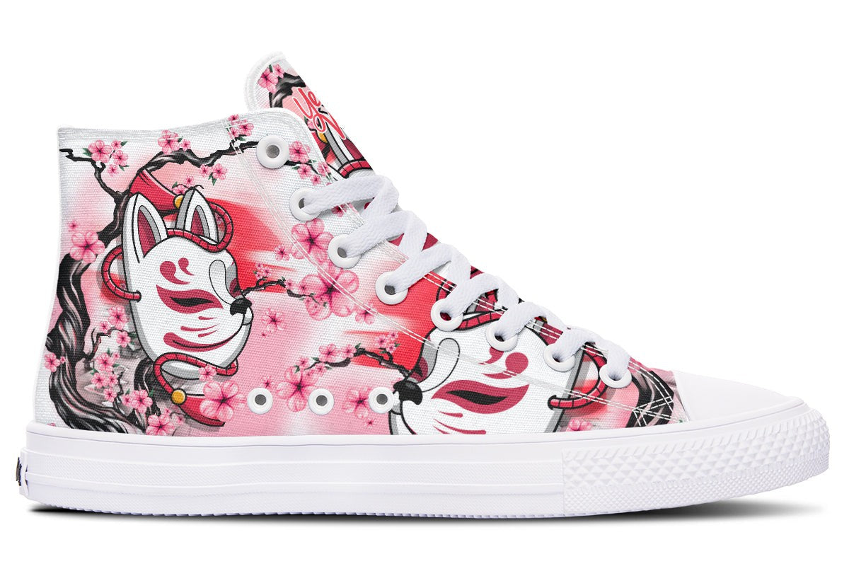 Kitsune And Pink Flowers