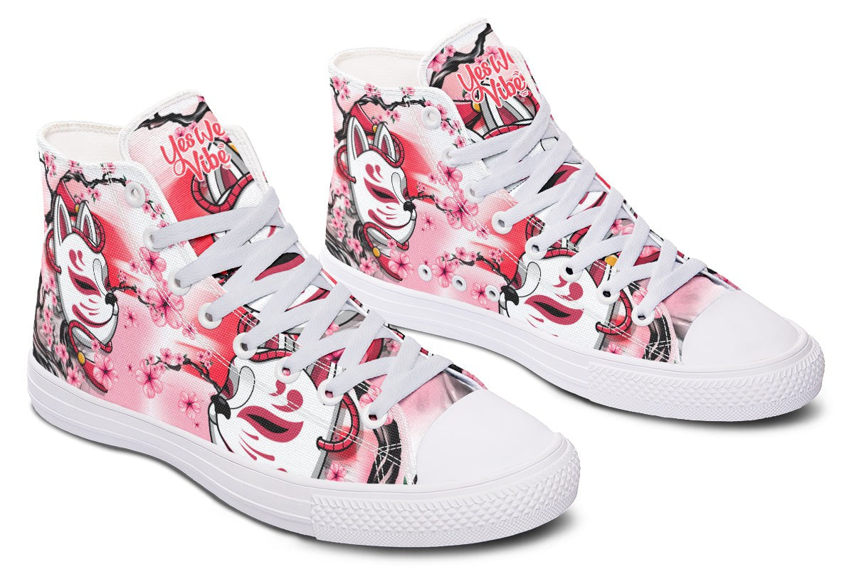 Kitsune And Pink Flowers