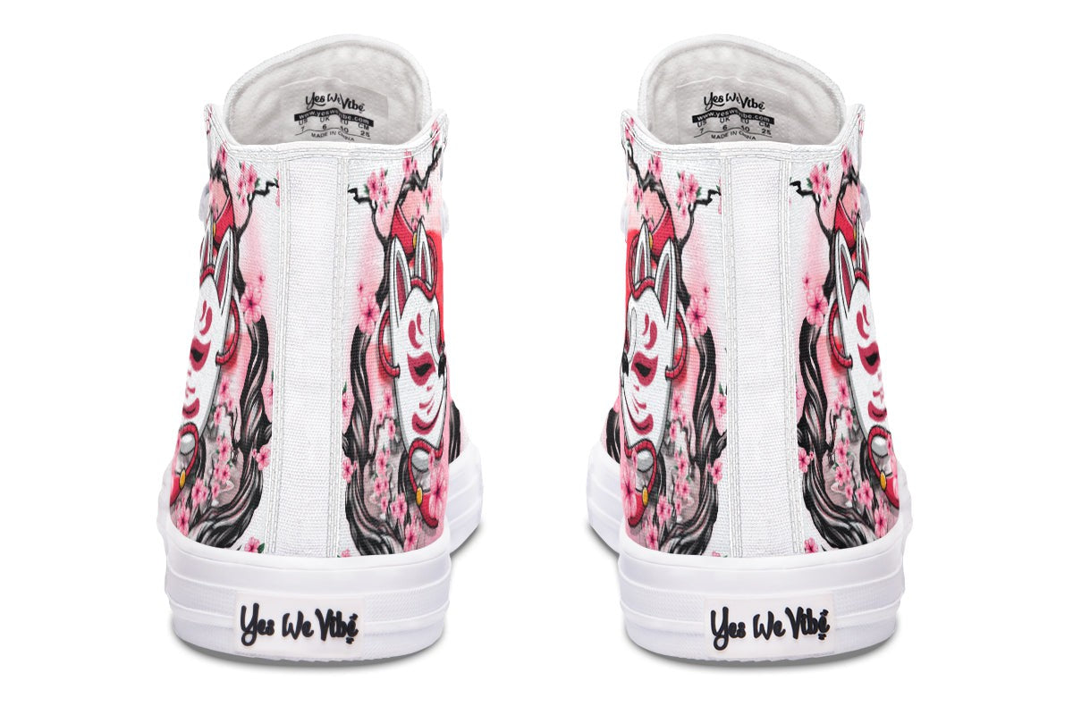 Kitsune And Pink Flowers