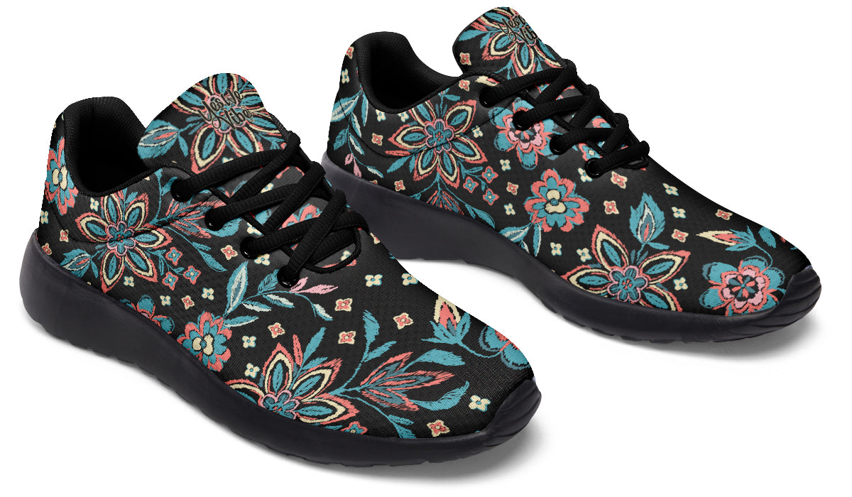 Blue On Black Flowers