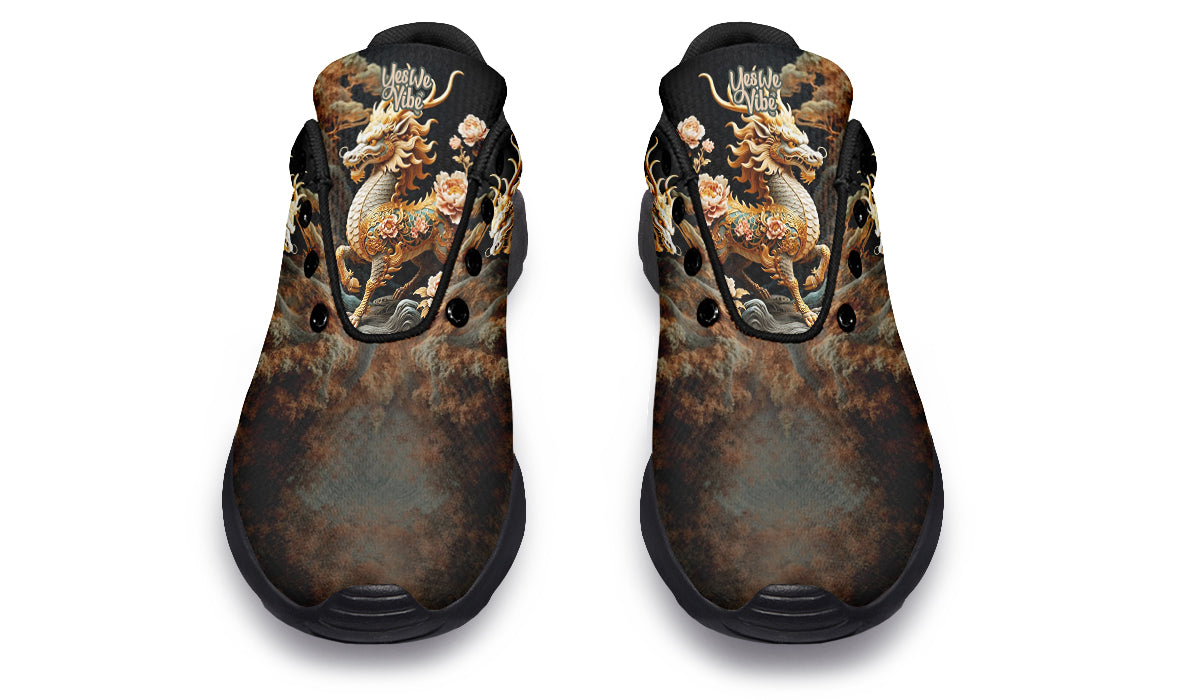 Golden Qilin Statue With Peonie