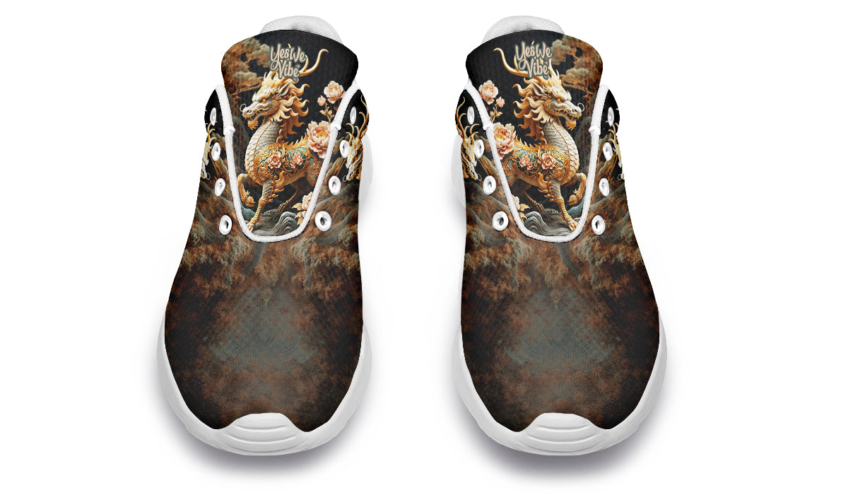 Golden Qilin Statue With Peonie