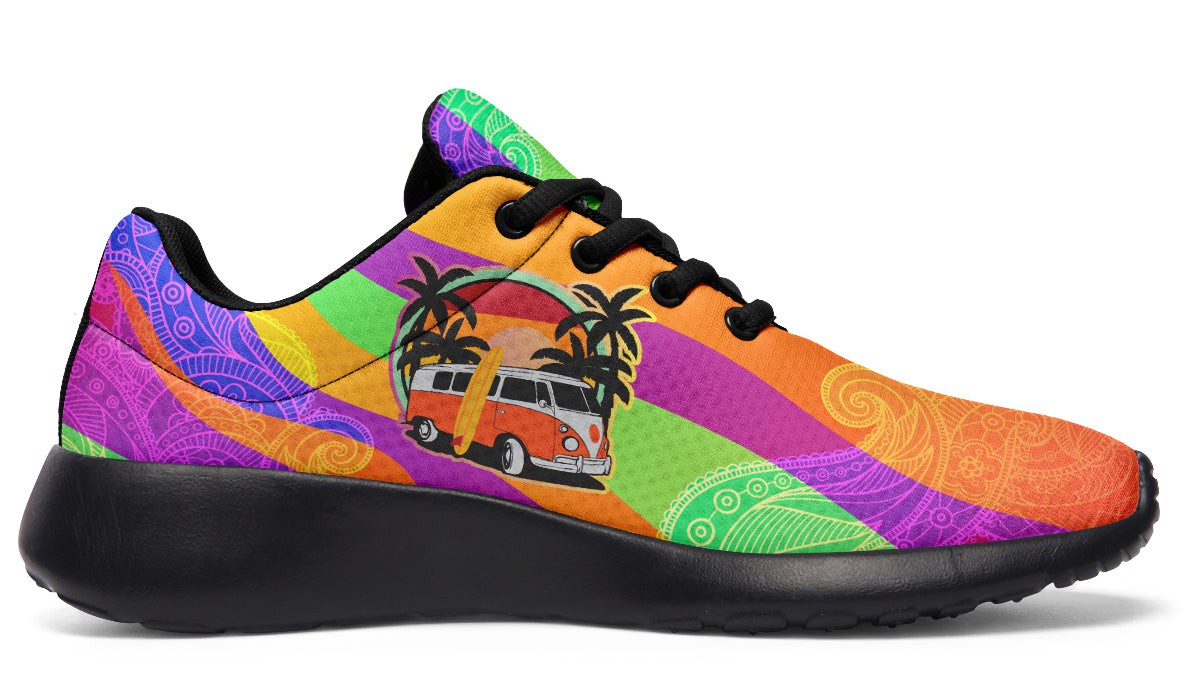 Hippie Van And Surfboard