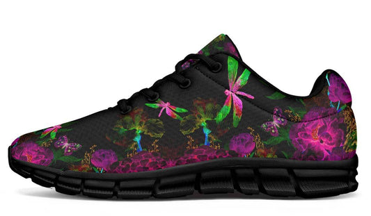 Flowers And Dragonfly Black