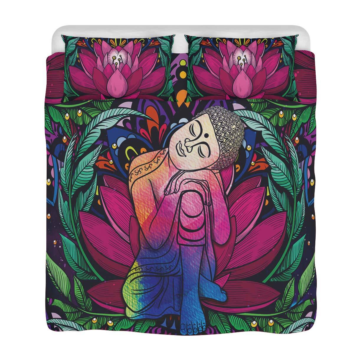 Colorful Buddha And Lotus
