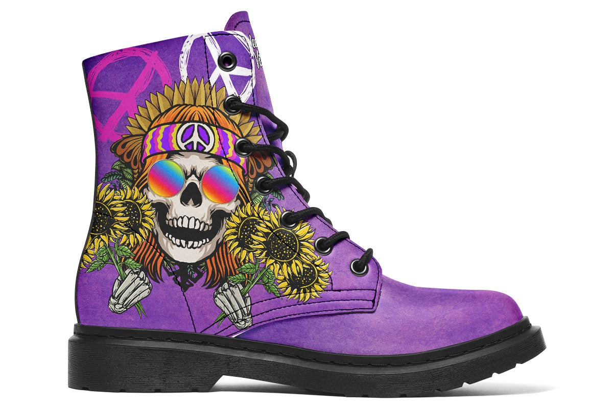 Hippie Happy Skull Sunflower Purple