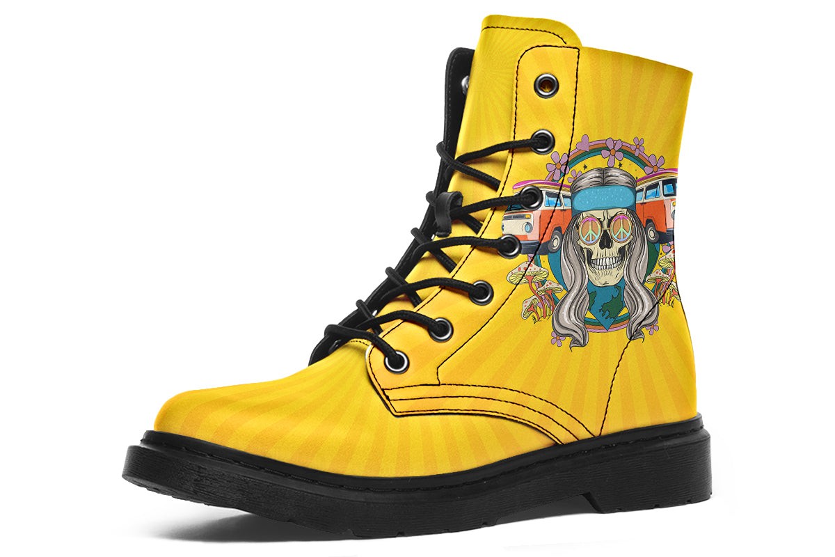 Hippie Skull Yellow Rays