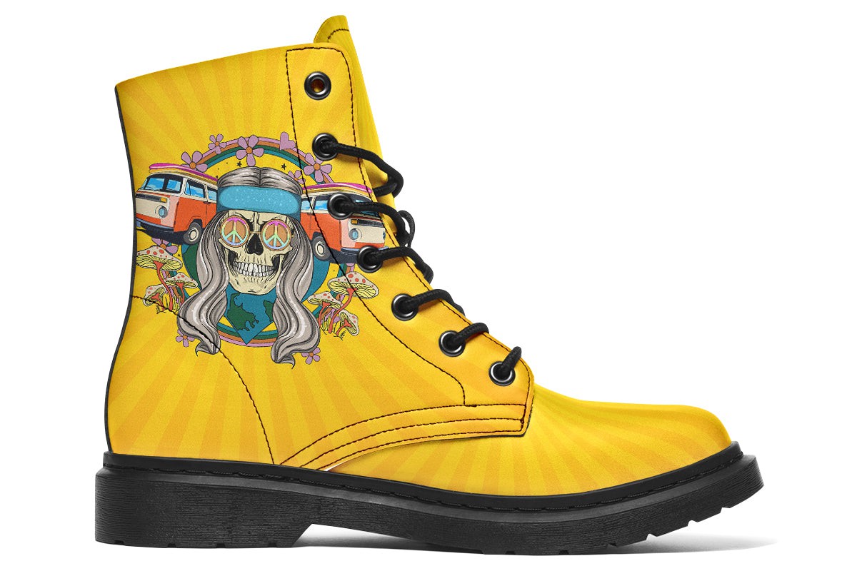 Hippie Skull Yellow Rays