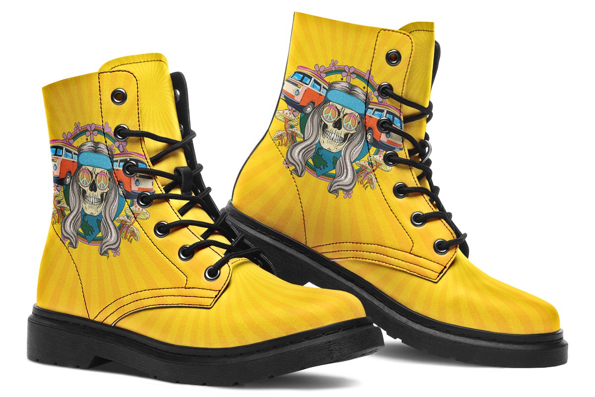 Hippie Skull Yellow Rays