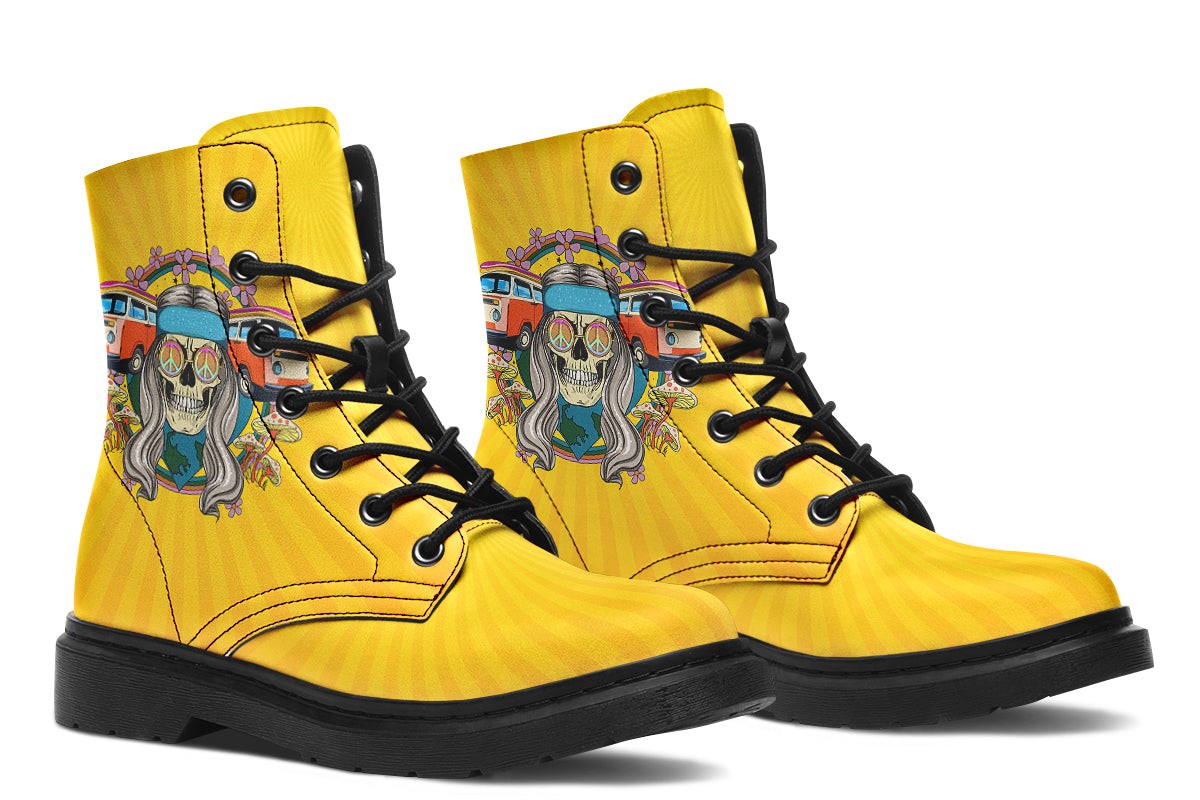 Hippie Skull Yellow Rays