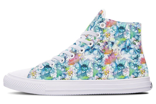 Watercolor Flowers Blue Yellow Orange