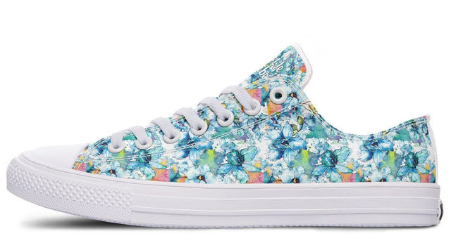 Watercolor Flowers Blue Yellow Orange