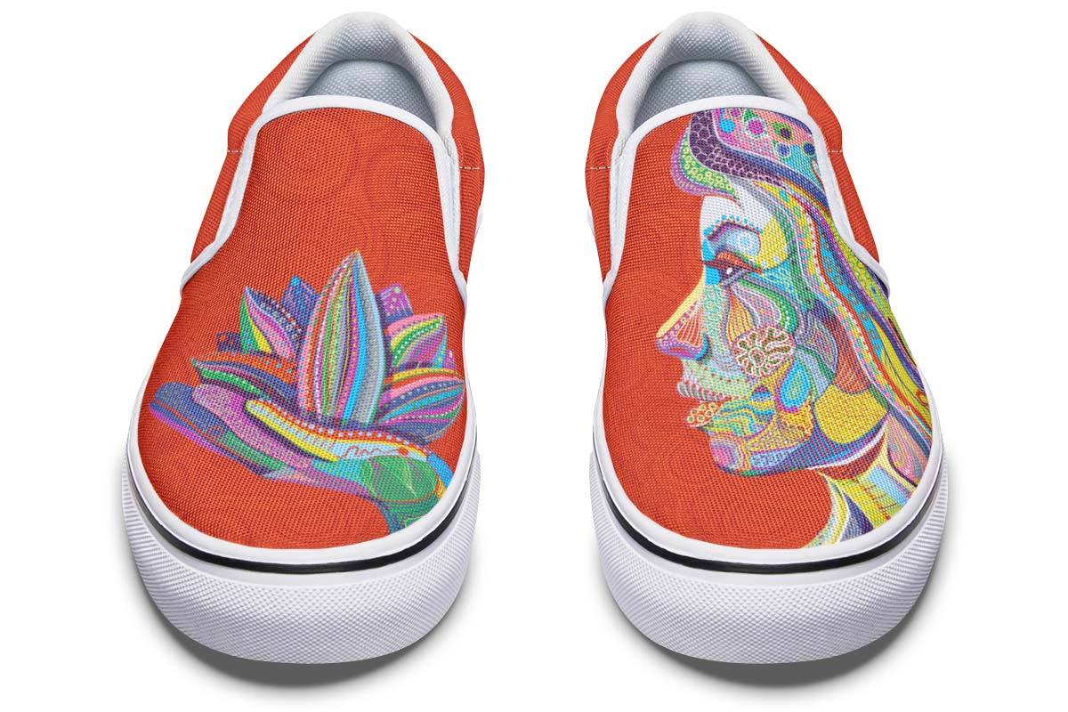 Woman And Lotus Dark Orange