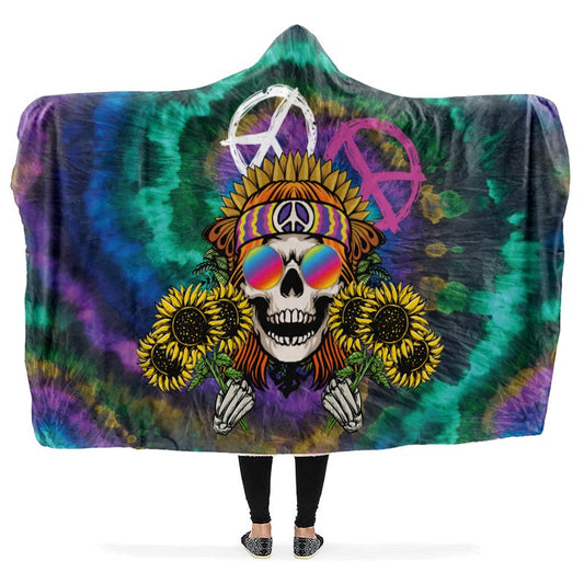 Hippie Happy Skull Sunflower Purple Tie Dye