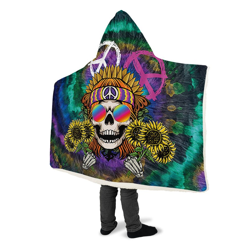 Hippie Happy Skull Sunflower Purple Tie Dye