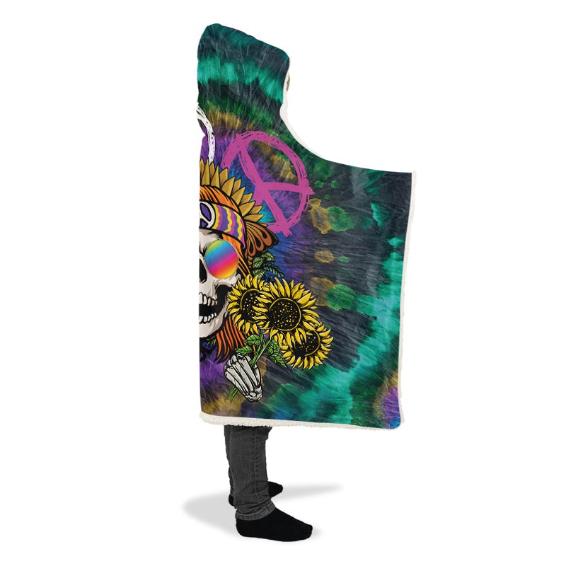 Hippie Happy Skull Sunflower Purple Tie Dye