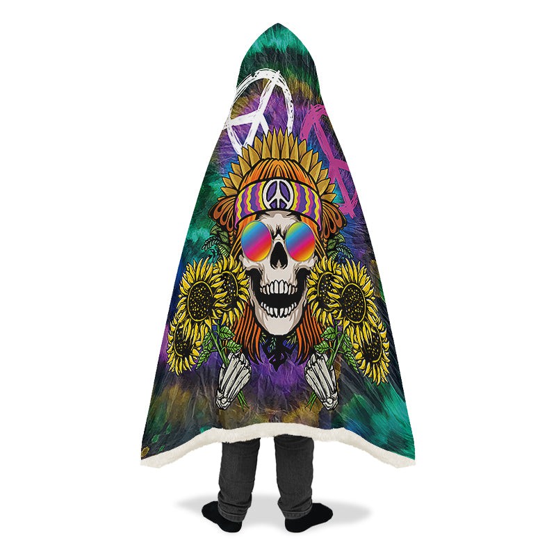 Hippie Happy Skull Sunflower Purple Tie Dye