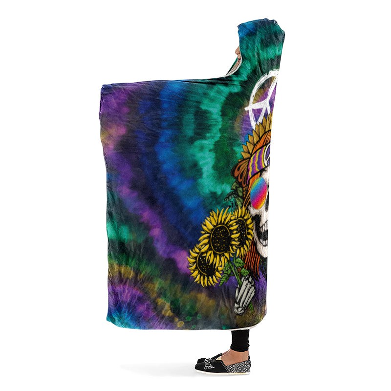 Hippie Happy Skull Sunflower Purple Tie Dye