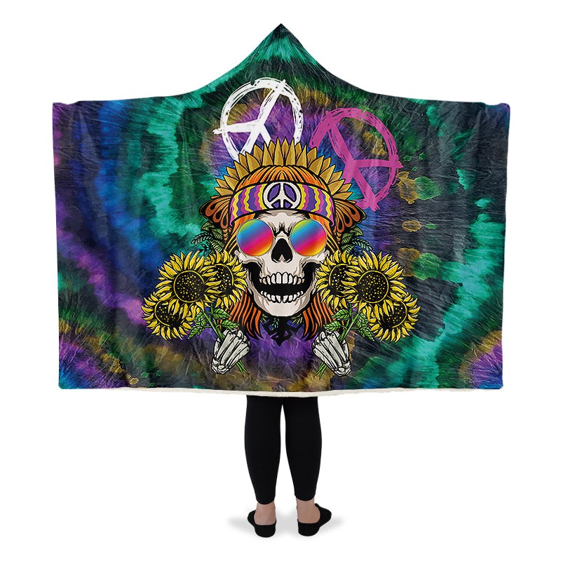 Hippie Happy Skull Sunflower Purple Tie Dye