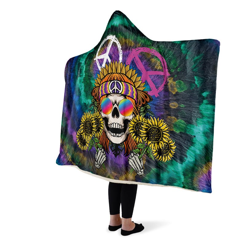 Hippie Happy Skull Sunflower Purple Tie Dye