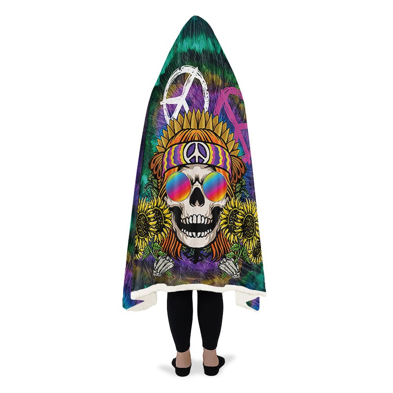 Hippie Happy Skull Sunflower Purple Tie Dye