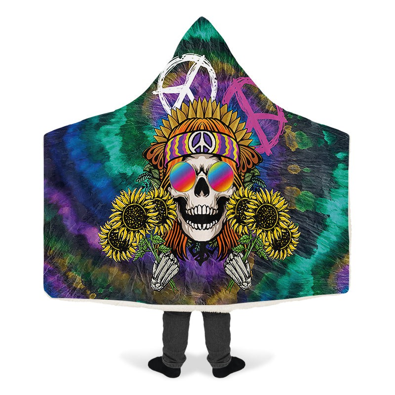 Hippie Happy Skull Sunflower Purple Tie Dye