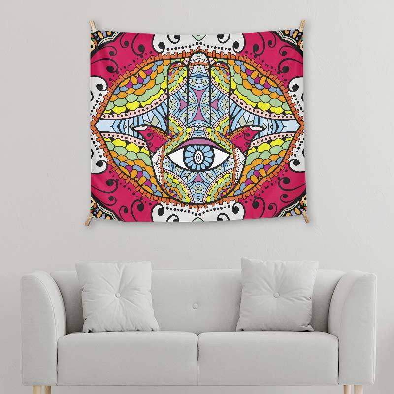 Mandala And Hamsa Hand Red