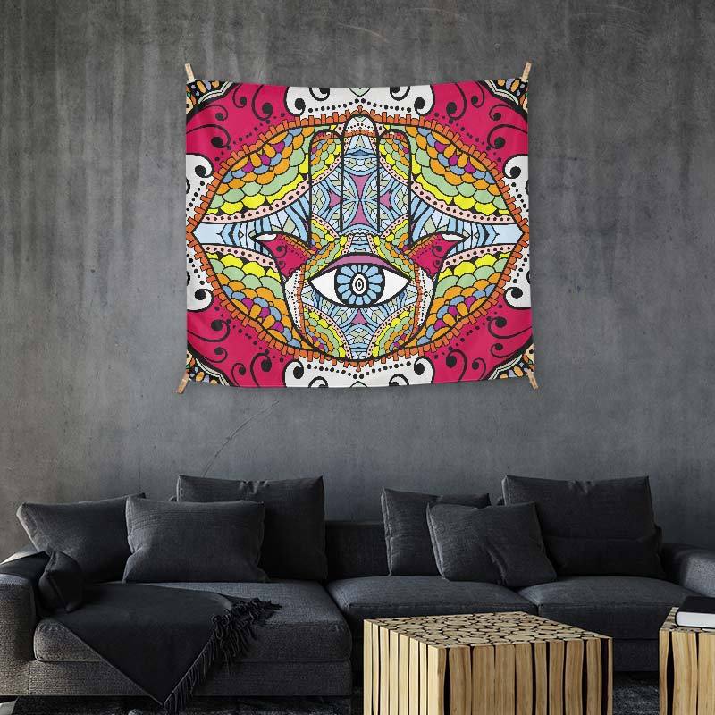 Mandala And Hamsa Hand Red