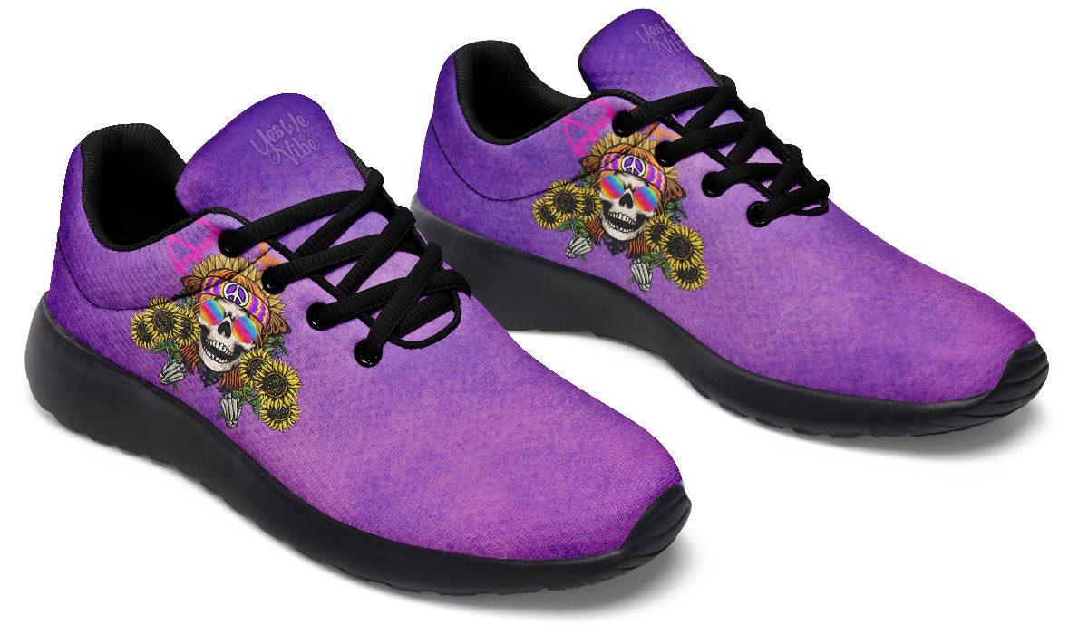 Hippie Happy Skull Sunflower Purple